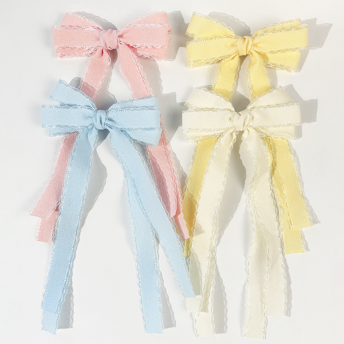 Lace Ribbon Trim - バルク20個入りロングタッセルヘアクリップ、キュートなリボンボウサイドヘアグリップ、レーストリム付き、女性、女の子、子供用ヘアアクセサリー