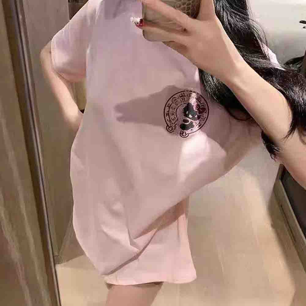 Embellish Knit - 韓国語版ハローキティダイヤモンドプリントレディースTシャツY2Kサンリオガールズ半袖ファッションルーズカジュアルトップス大きいサイズ
