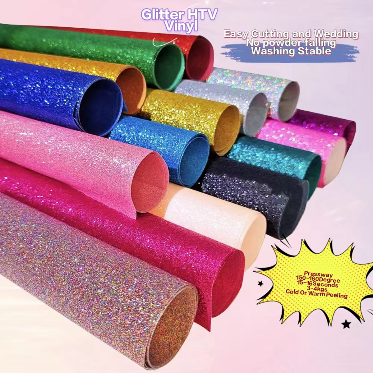 Glitter Vinyl Roll - CHEONET HTV --- グリッター熱転写ビニール アイロン接着 衣類用