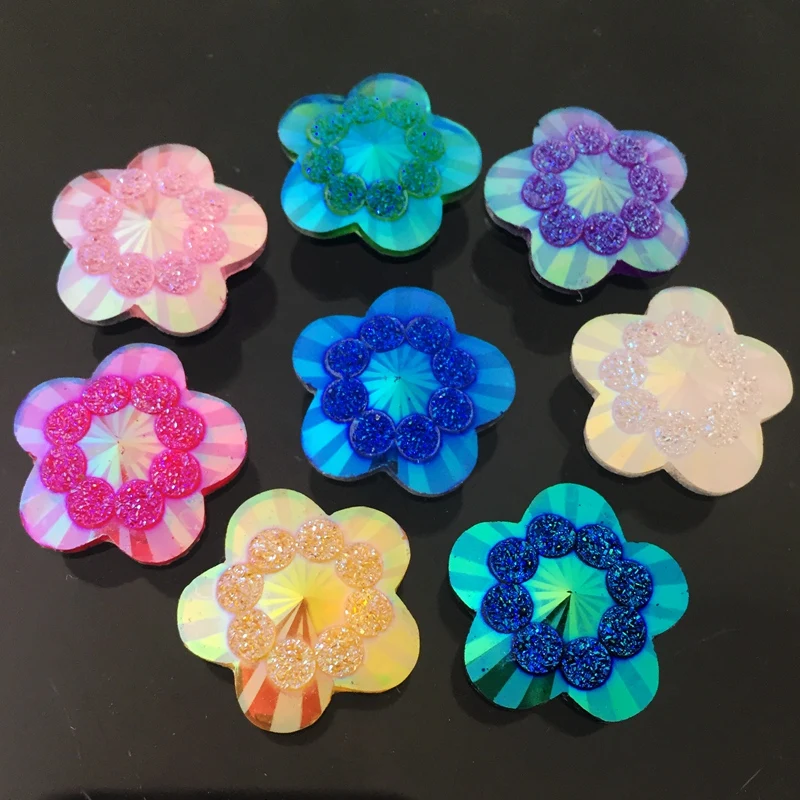 Embellishment Glue Craft - 20 個 20 ミリメートル ab 混合色花形のラインストーン女性のウェディングアクセサリー樹脂スクラップブックの装飾ホームクラフト装飾