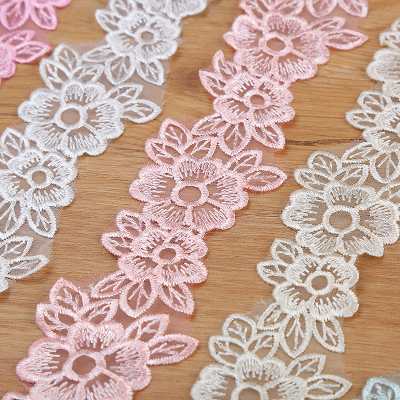 刺繡オーガンザレーストリムリボン,幅5cm,ファブリック,手 - Lace Ribbon Trim のレビューと価格