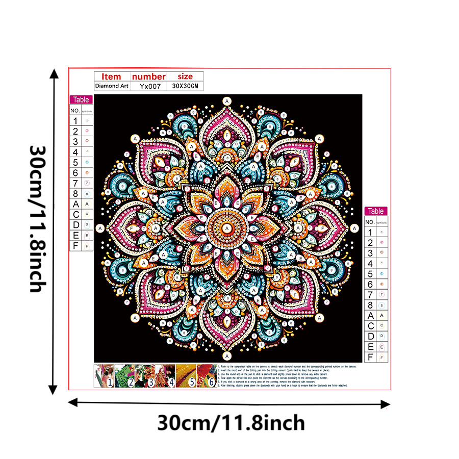 5D DIY ダイヤモンドペインティングフラワーキットマンダ - Embellishment Crafts のレビューと価格
