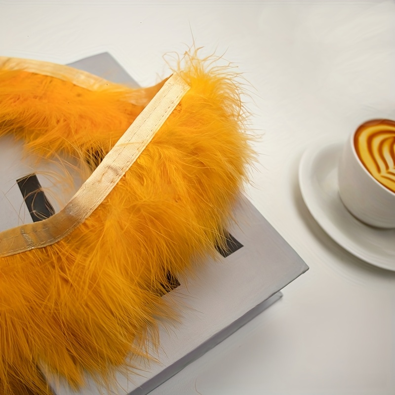 ふわふわの七面鳥の羽飾りフリンジリボン 8-10cm マラブ - Feather Trim Marabou のレビューと価格