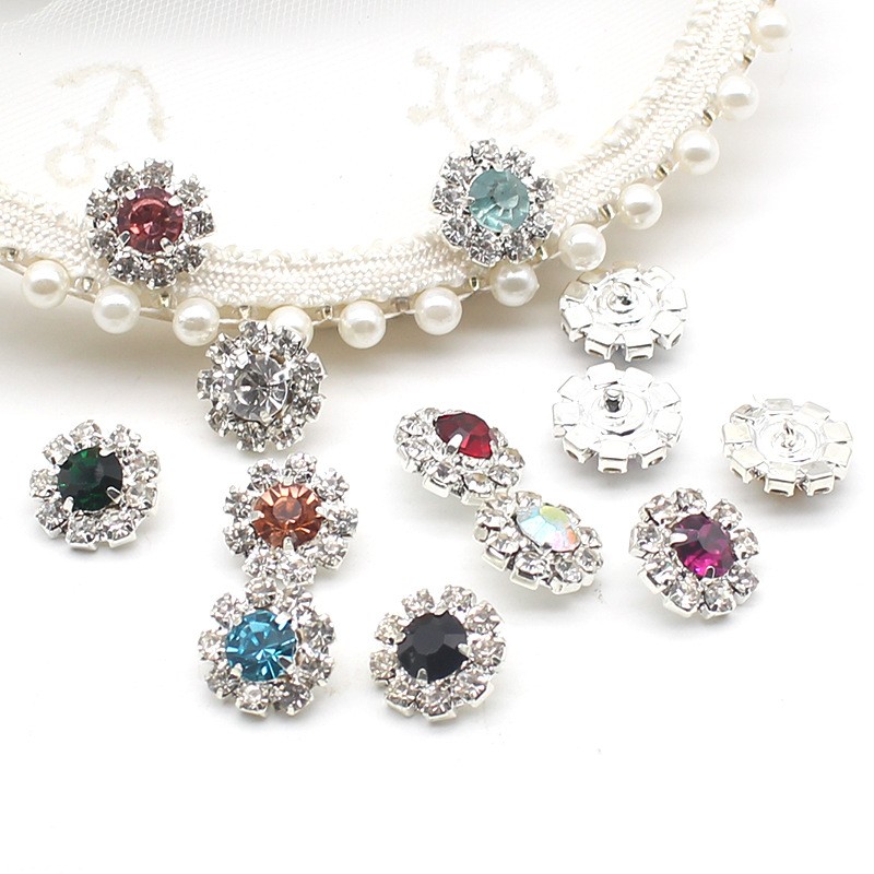 縫製用ラインストーン付きラウンドメタル縫製ボタン,ウェディン - Sew On Rhinestone のレビューと価格