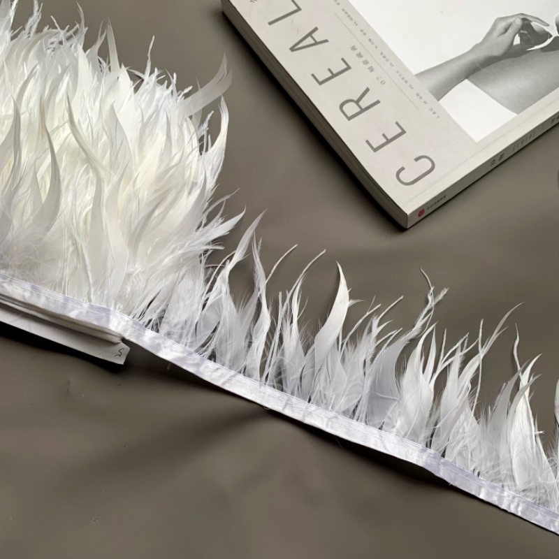 10 メートルのカラフルなダチョウの羽トリムリボンふわふわ羽 - Fringe Ribbon Sewing のレビューと価格