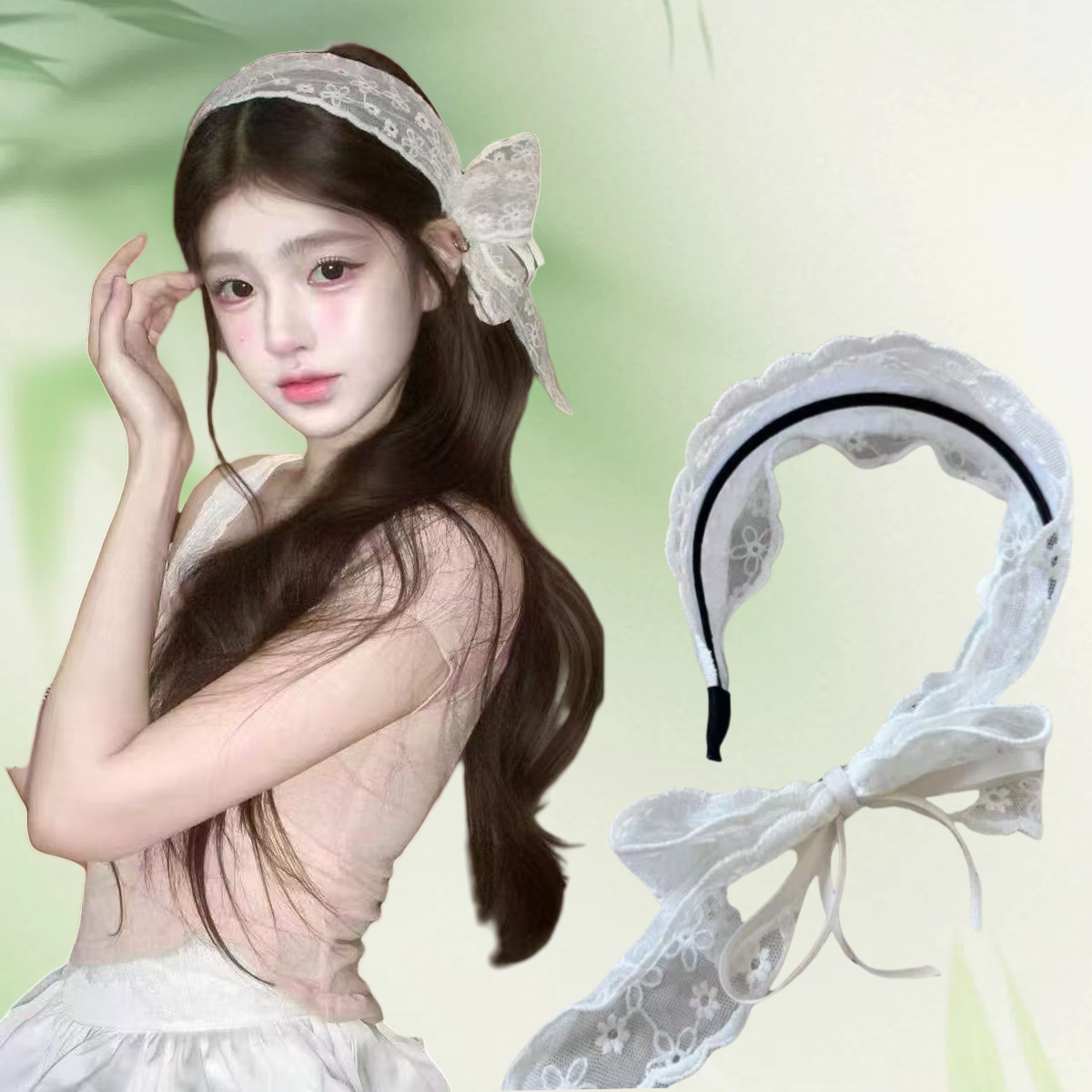 新しいヴィンテージ牧歌的なレースのヘアバンド白いレースの弓ラ - Lace Ribbon Trim のレビューと価格