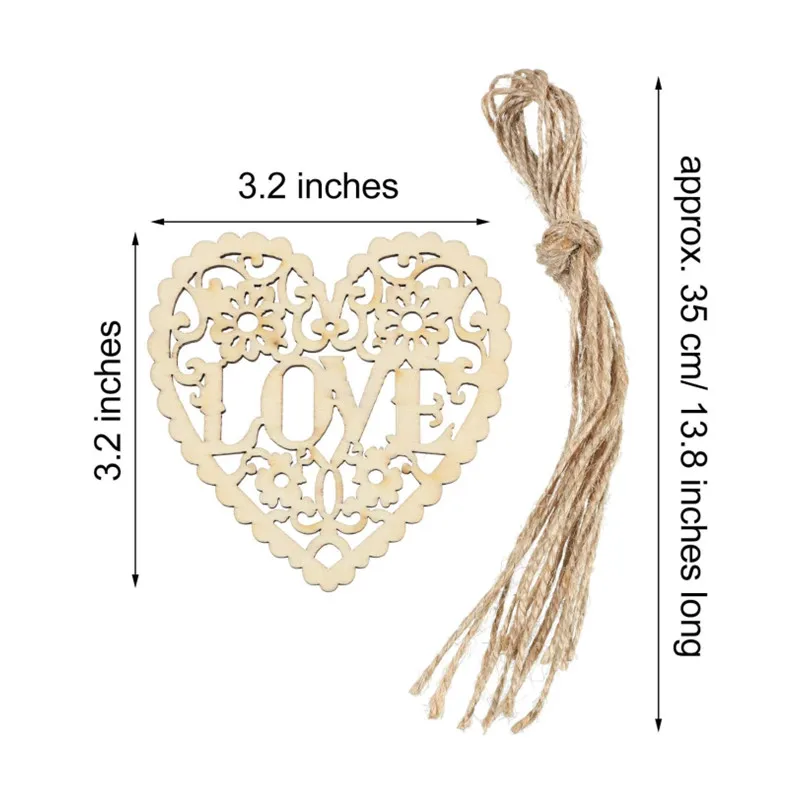 10 個の木製ハート未完成の木製ピース工芸品用愛の装飾品吊り - Craft Embellishment のレビューと価格