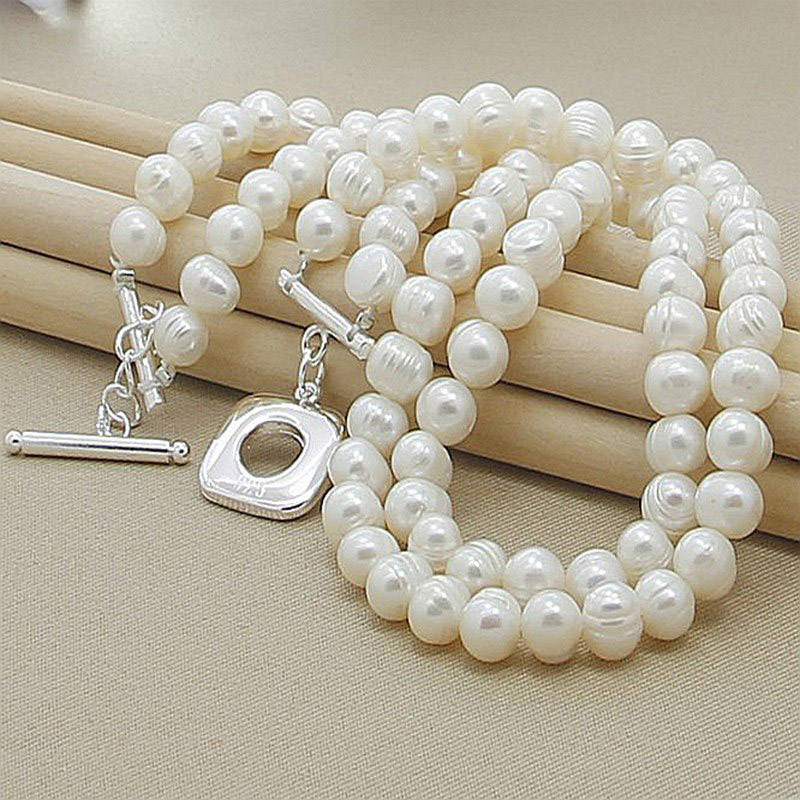 Aravant-女性用ダブルレイヤーパールネックレス,925 - Pearl Trim Chain のレビューと価格