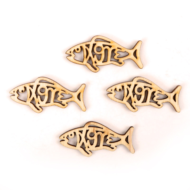 手作りの木製の魚の形の芸術絵画、スクラップブッキングの絵画、 - Craft Embellishment のレビューと価格