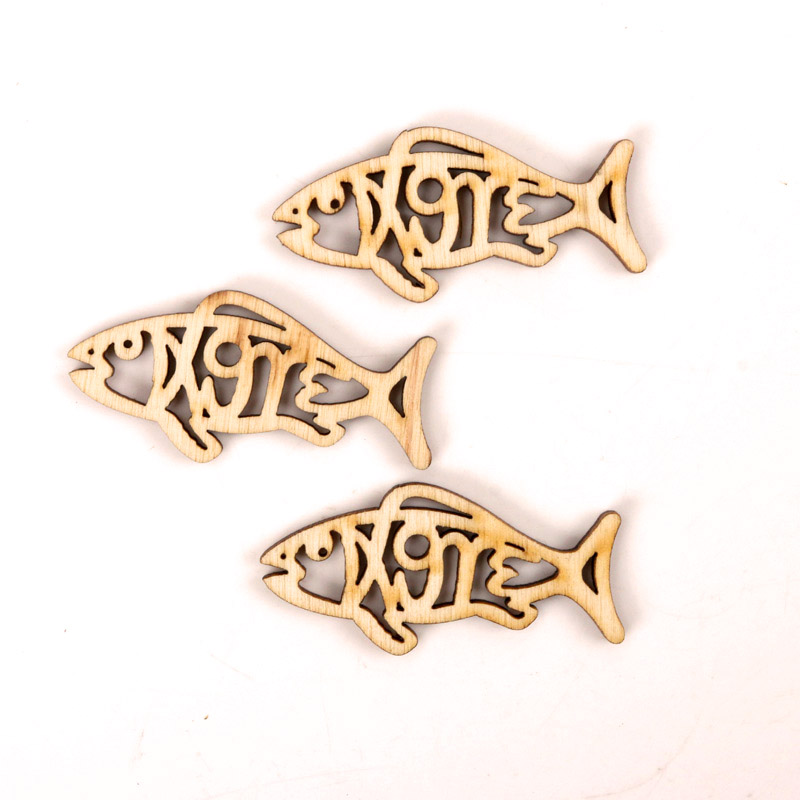 手作りの木製の魚の形の芸術絵画、スクラップブッキングの絵画、 - Craft Embellishment のレビューと価格