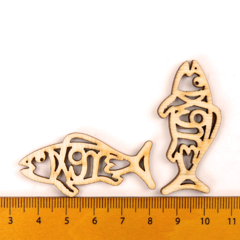 手作りの木製の魚の形の芸術絵画、スクラップブッキングの絵画、 - Craft Embellishment のレビューと価格