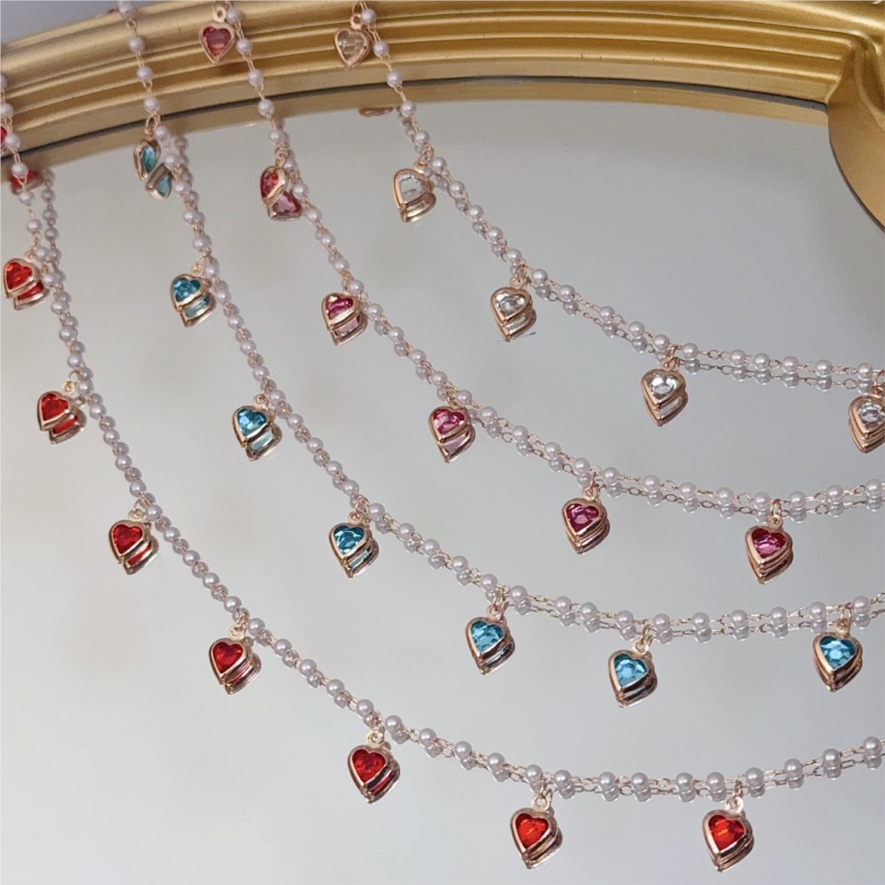 0.5メートル/1メートル ピンククリスタルハート真鍮チェー - Pearl Trim Chain のレビューと価格