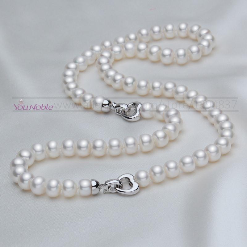 女の子のための天然淡水真珠のネックレスとブレスレットのセット - Pearl Trim Chain のレビューと価格
