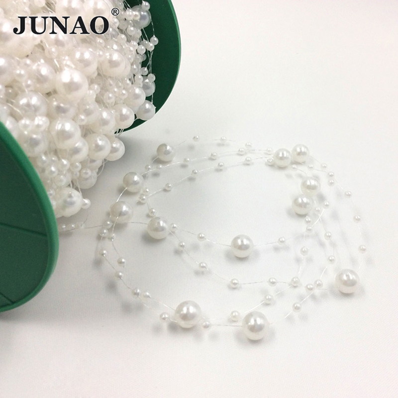 JUNAO 20メートル 3+8mm ホワイトラウンドパール - Pearl Trim Chain のレビューと価格