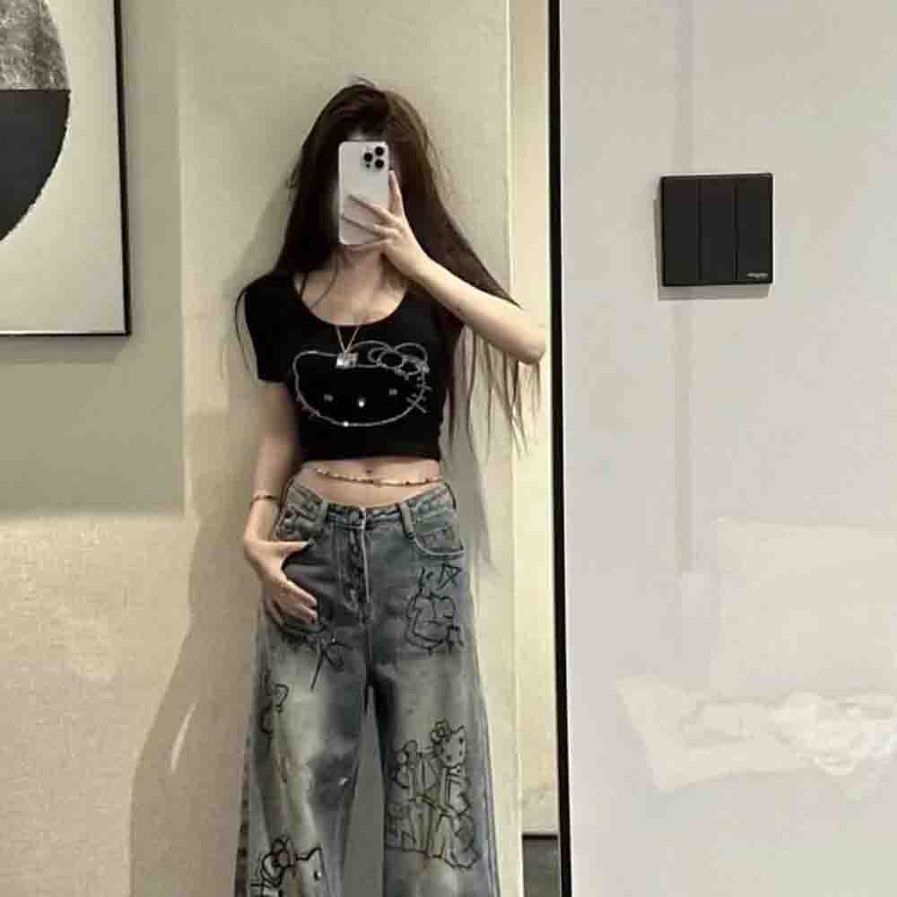 サンリオ ハローキティ 半袖Tシャツ コットン レディース  - Embellish Knit のレビューと価格
