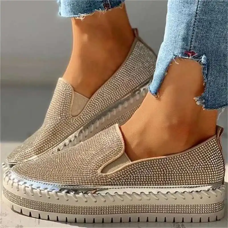 女性フラットラインストーンブリンブリン縫製プラットフォームロ - Sew On Rhinestone のレビューと価格