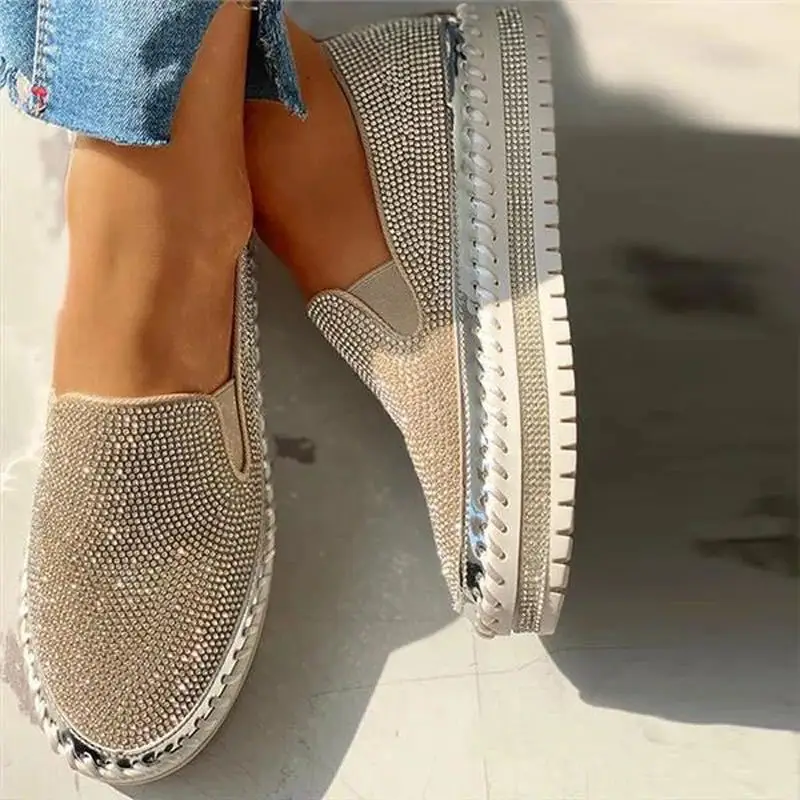 女性フラットラインストーンブリンブリン縫製プラットフォームロ - Sew On Rhinestone のレビューと価格