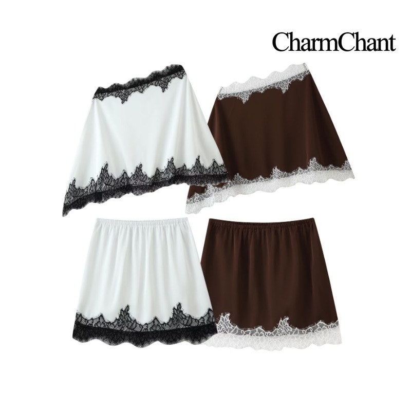 CHARMCHANT レディース サテンレーストリム ツーピ - Elastic Lace Trim のレビューと価格