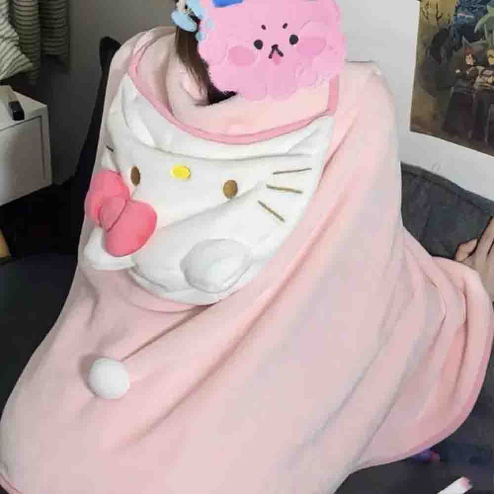 かわいいハローキティのマントショール、エアコンブランケット、 - Embellish Knit のレビューと価格