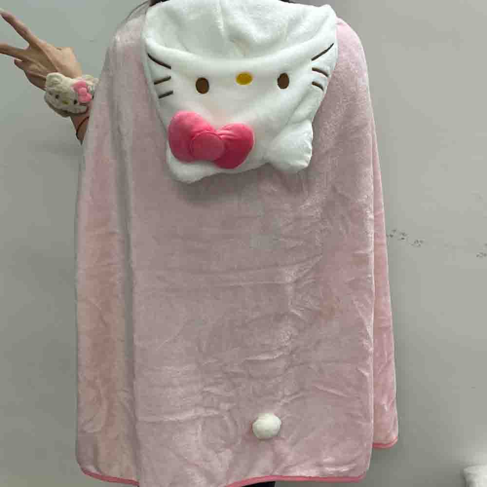かわいいハローキティのマントショール、エアコンブランケット、 - Embellish Knit のレビューと価格