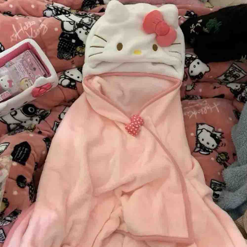 かわいいハローキティのマントショール、エアコンブランケット、 - Embellish Knit のレビューと価格