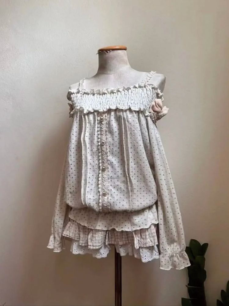 甘い日本のヴィンテージ風プチスカートセット レディース コー - Elastic Lace Trim のレビューと価格
